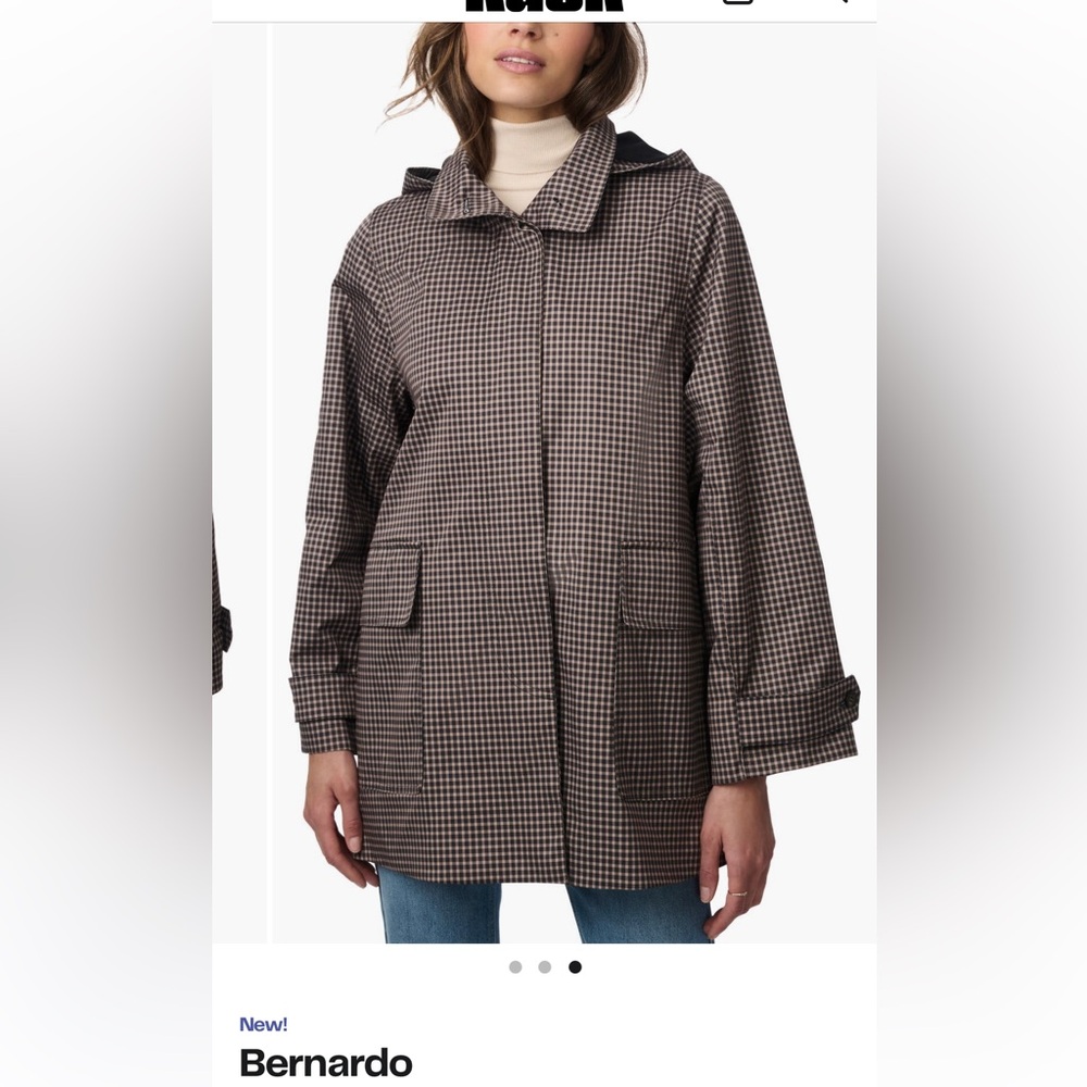 Bernardo Checkered Tan Trench Coat